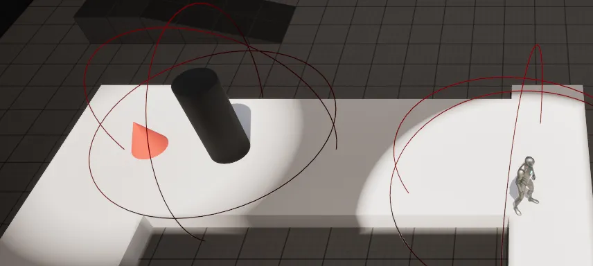 A beacon revealing an enemy outside the player's direct vision