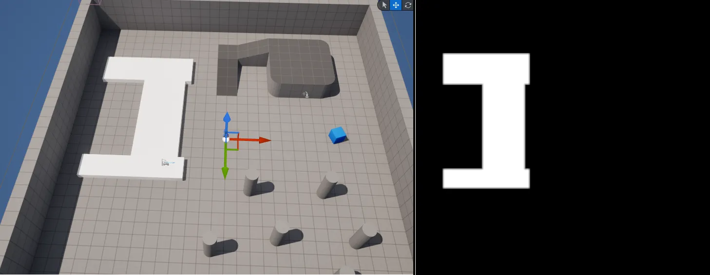 A level floored with stretched cube meshes