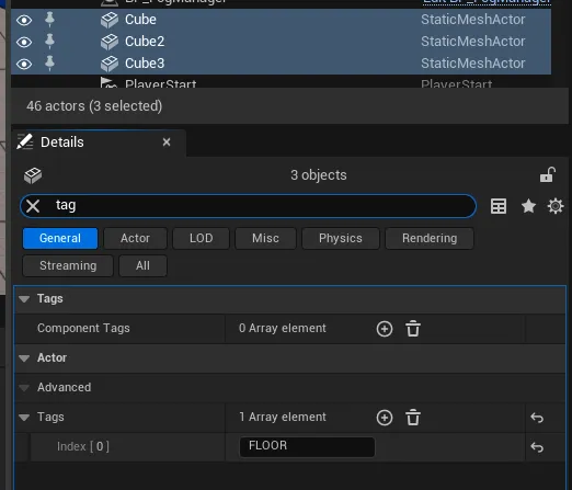 Adding the FLOOR tag to a mesh actor